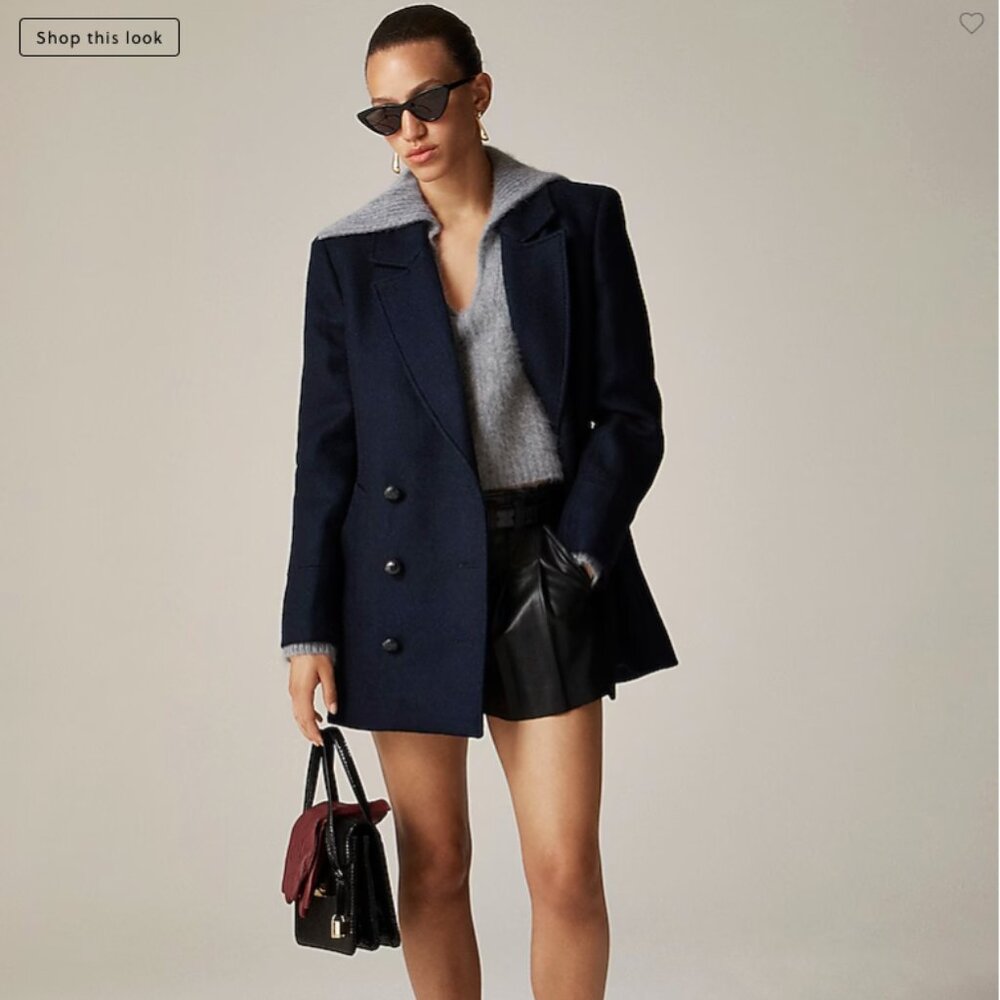 JCREW Petite Women's Wool Peacoat | Black | Size Petite Zero